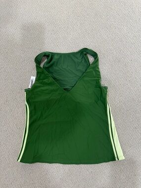 Adore Me Green V-Neck Athletic Tank with Light Green Side Stripes medium